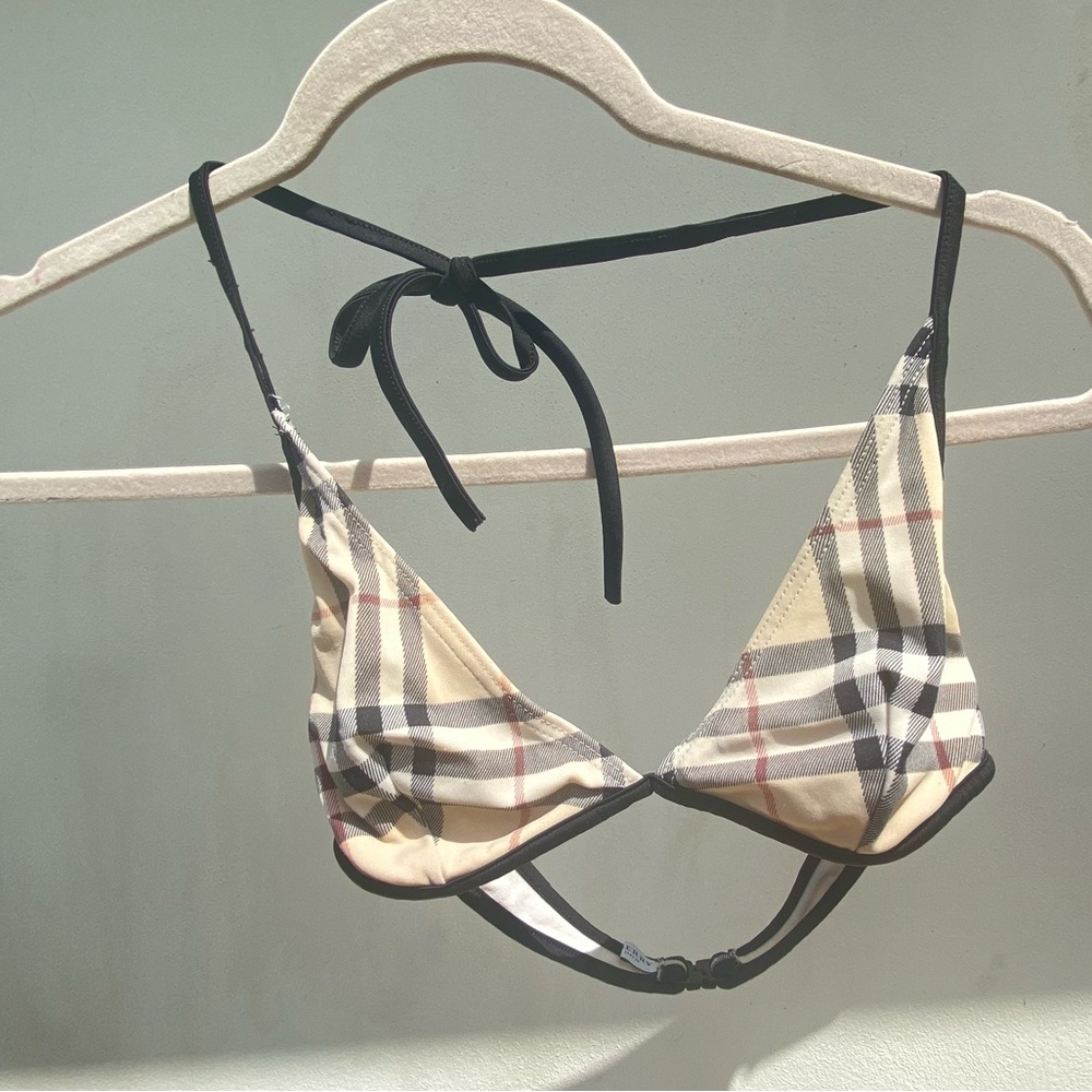 Y2K Burberry Novacheck Plaid Bikini Top Size Small